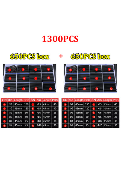 Choice1 1300pcs- box 1300/127Pcs Heat Shrink Tube Sleeving Tubing Assortment ...