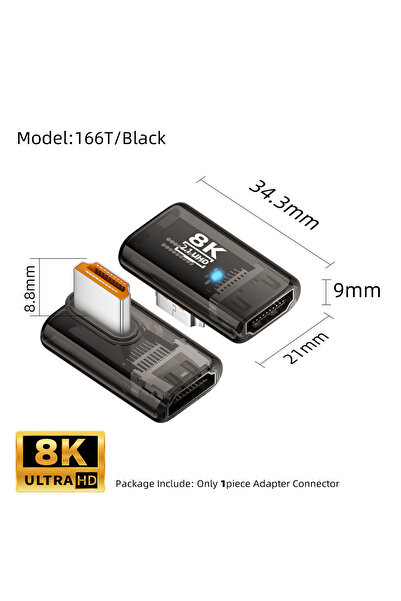 Choice 166T-Black 90 270 360 Degree HDMI-compatible 2.1 Adapter 8K@60Hz Male ...