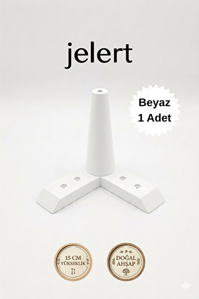 Jelert Masif Gürgen Ahşap 15 cm Beyaz-Tekli, Mobilya Yükseltme Ayağı, Robot S...