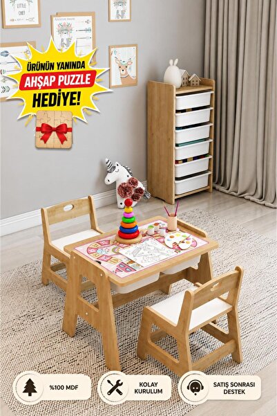 Jest Dekor Konsept Lesson Montessori Ahşap Aktivite Masa Sandalye Takımı / 2 ...
