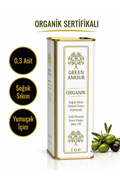 Green Amour Organik Soğuk Sıkım 0,26 Asit Naturel Sızma Zeytinyağı 2 Litre