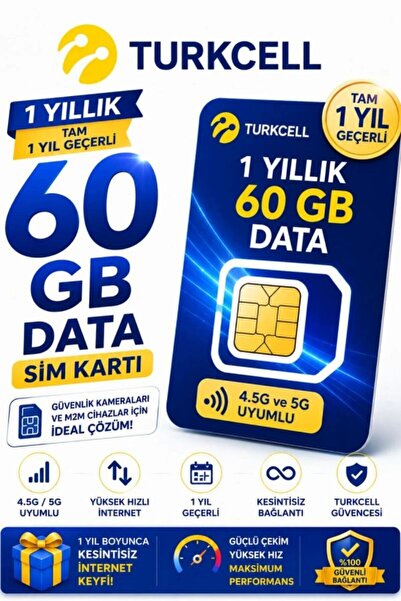 SONREİR Turkcell 4G ve 5G Güvenlik Kamerası SIM Kartı 1 Yıl 60 GB Data Hattı ...