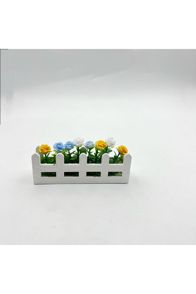 Choice1 B Mini Flower Potted Rose Fence Flower Set Miniature Decorative Woode...