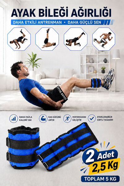 Spor Byfit 2.5 Kg Blue Deluxe Comfort Hand and Foot Weight