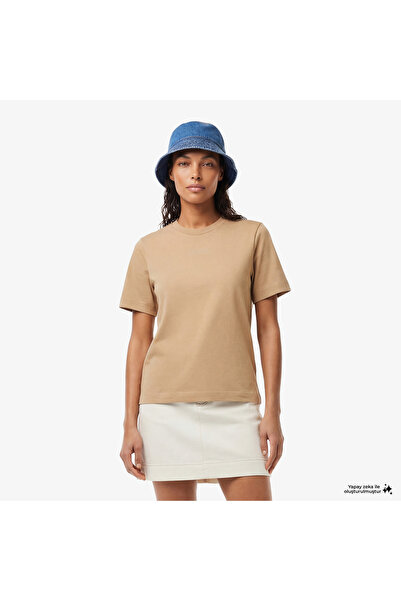 Lacoste Print Cotton Kadın Bej T-Shirt
