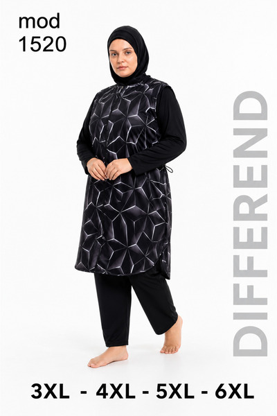 Differend Plus Size Fully Covered Waterproof Bathing Suit in Oversize Size