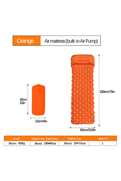 Choice LT-03Orange Outdoor Camping Sleeping Pad Folding Sleep Mat Beach Infla...