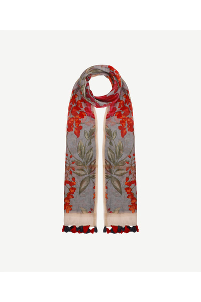 Yargıcı Tassel Detailed Leaf Patterned Shawl