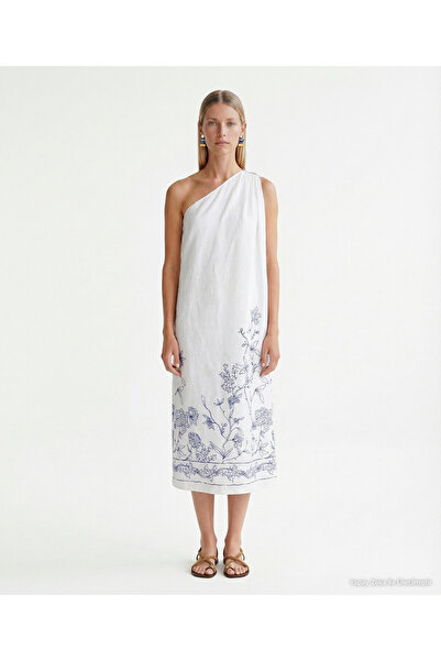 Yargıcı Loose One-Shoulder Collar Sleeveless Dress