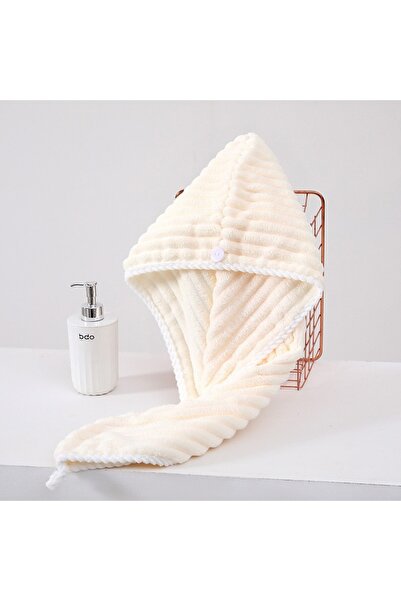 Choice3 Beige Coral Fleece Adjustable Hair Drying Cap, Soft Skin-Friendly Reu...