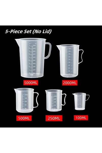 Choice14 5 PCS-set 1 100-5000ml Thickened Plastic Measuring Cup with Scale Fo...