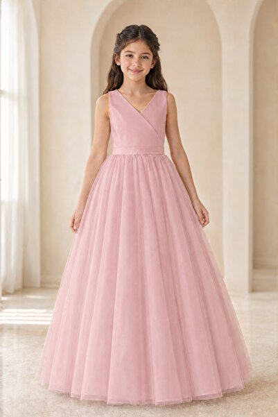 NSM Girl's Powder Simple Stylish Birthday Party Graduation Wedding Dress Even...