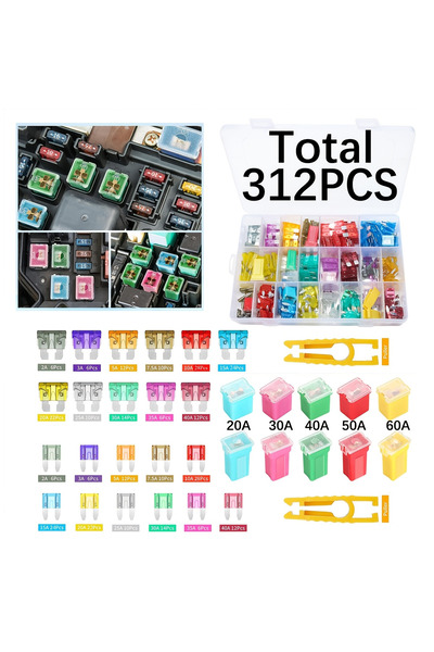 Choice7 طقم متنوع من 312 قطعة و325 قطعة من الفيوزات القياسية للسيارات، 60 فيو...