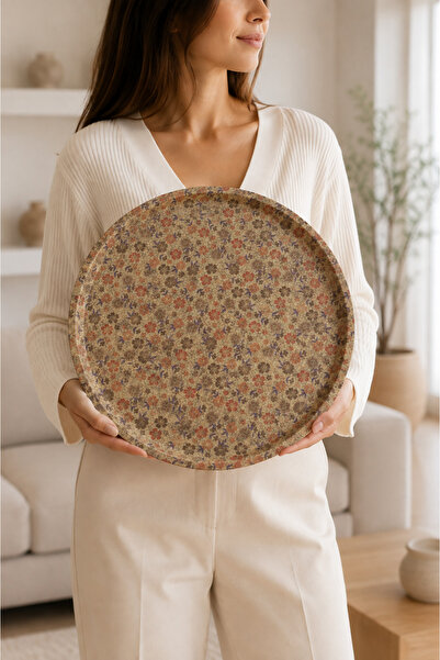 Zucci Home Round Decorative Tray with Leather Non-Slip Base |   Stylish Coffe...
