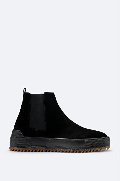 Avva Men's Black 100% Suede Flexible Sole Lightweight Chelsea Boots B008009