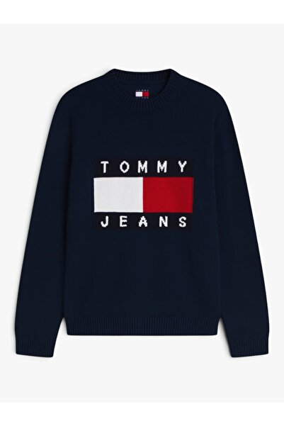 Tommy Hilfiger TJM REG FLAG SWEATER CNCK Erkek Mavi Kazak - DM0DM23413