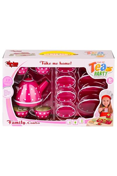 VARDEM OYUNCAK Vardem Polka Dot Metal Tea Set 15 Pieces Pink 2020C
