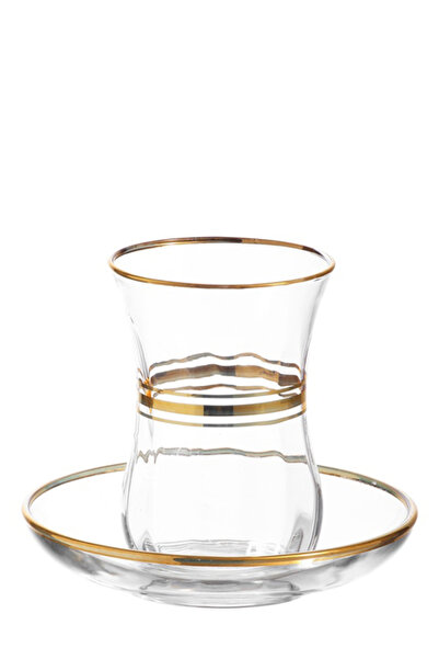 LAV Set clasic de ceai din sticlă aurie pentru 6 persoane 115 ml (6 căni de c...