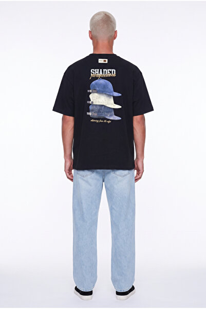Respire Men's Shaded Printed Oversize T-Shirt Black