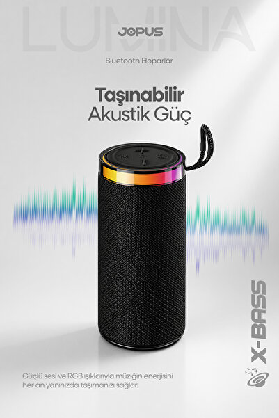 Jopus Yüksek Sesli Işıklı Taşınabilir TWS Bluetooth Hoparlör Şarjlı Kablosuz ...