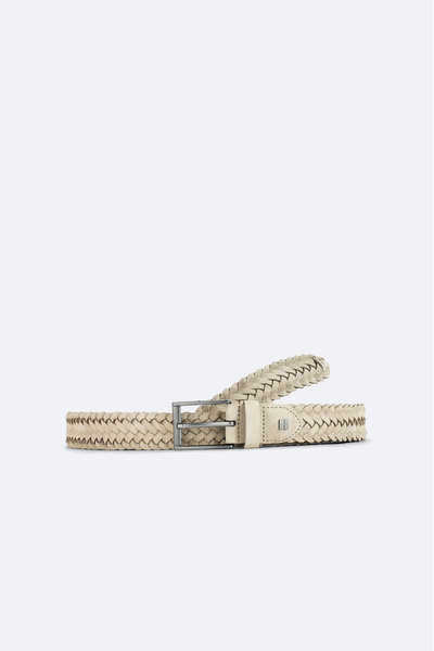 Avva Men's Mink 100% Leather Braided Classic Buckle Belt B009304