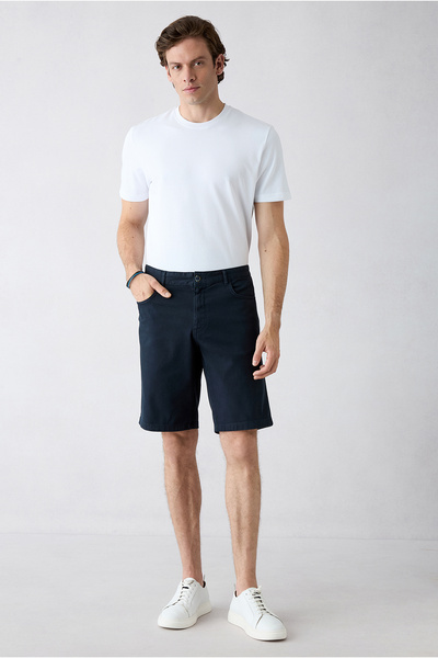 Kiğılı Regular Fit Standard Cut Plain Cotton 5-Pocket Bermuda Shorts