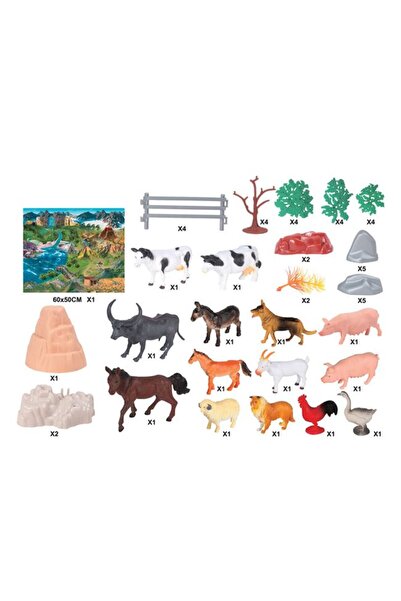BAMI NETWORK Set figurine animale ferma din plastic 50 piese unisex
