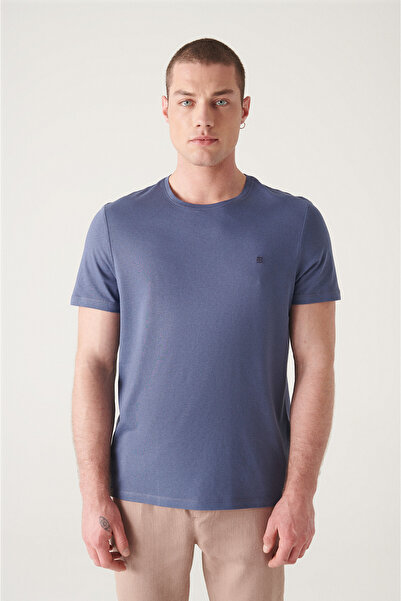 Avva Men's Indigo Crew Neck Soft Touch Basic Regular Fit T-Shirt B001171