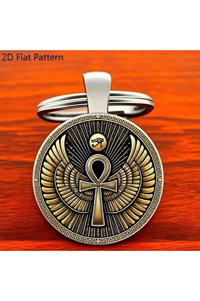 Choice 1pc 2D Flat, Zinc Alloy Keychain with Anka & Horus Eye Design - Ancien...