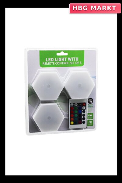 HBG Markt 3'lü Altıgen RGB Kumandalı Pilli Dokunmatik Lamba Seti 6 LED