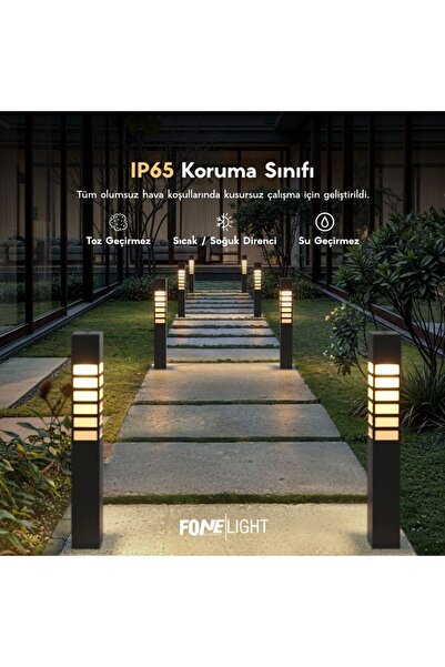 FoneLight Vilorita 75 cm LED Bahçe Aydınlatma Direği Antrasit Alüminyum IP65 ...