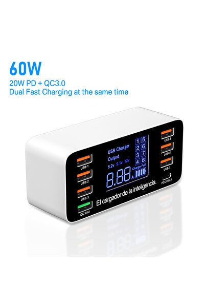 Choice EU Plug 60W QC PD 3.0 ASOMETECH 60W Quick Charge QC 3.0 4.0 USB Charge...