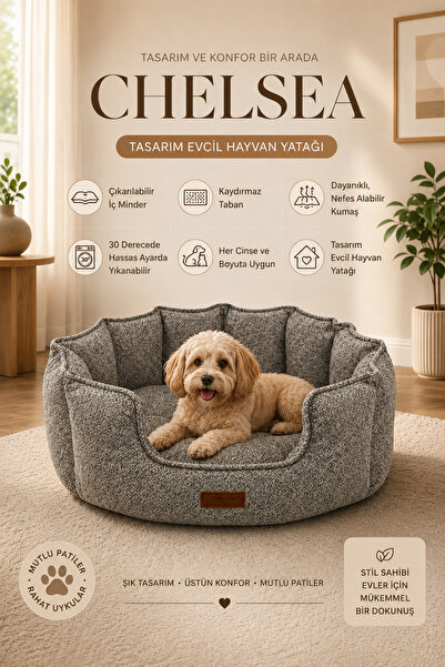 Jungolica Pet Products Chelsea Premium Konfor Kedi ve Köpek Yatağı– Yumuşak D...