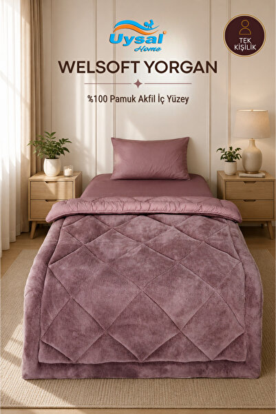 UYSAL WELSOFT AKFİL TEK KİŞİLİK YORGAN GÜL KURUSU 155x215