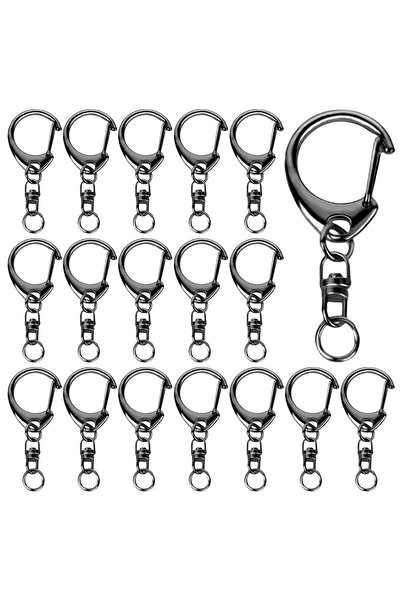 Choice6 25sets Black 15/25sets rotatable alloy lobster clasp keychains with m...