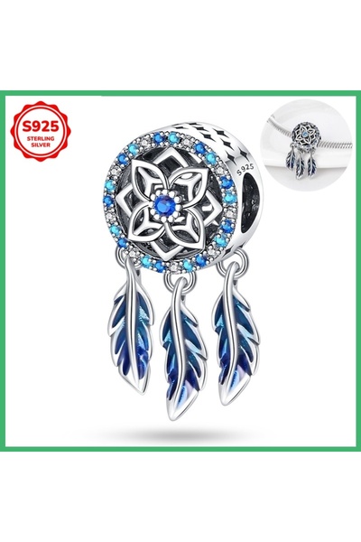 Choice pink AC519-888 925 Sterling Silver dream catcher net Charms Pendant wi...