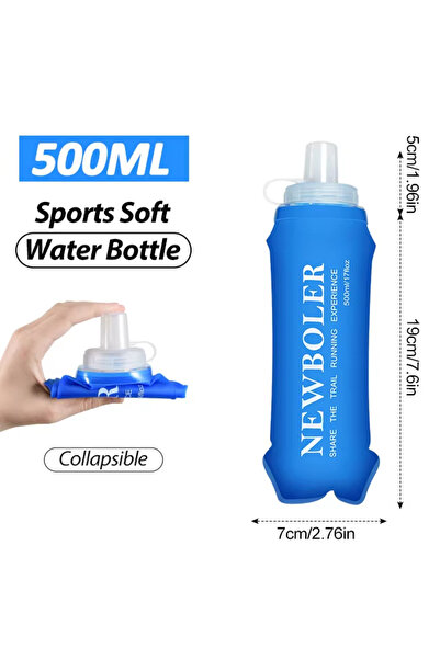 Choice BOT225-BLU-500 NEWBOLER 300ml/500ml/700ml Soft Flask Foldable Silicone...