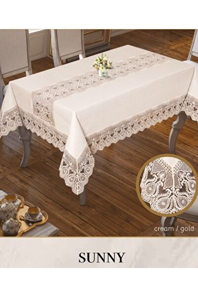 Ceki Home مفرش طاولة من الكتان اللامع بمقاس 160x260 سم لطاولة الطعام، نموذج ص...