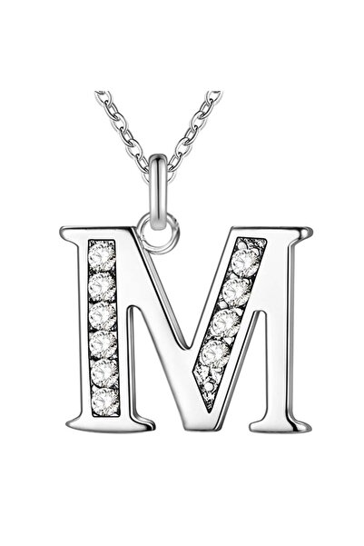 Choice24 M New 925 Sterling Silver Necklace 26 Letter Pendant For Women Fashi...