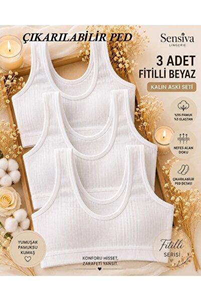 sensiva lingerie عبوة من 3 قطع من حمالات الصدر ذات الأشرطة السميكة - مع وسادا...