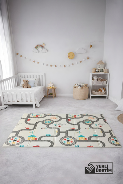 Coolmats Katlanabilir Oyun Matı - Araba Yarışı - 200x130 cm, Taşınabilir, BPA...