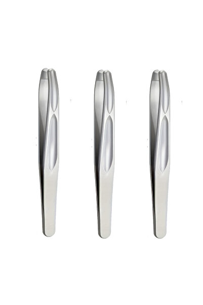 Choice3 Silvery 3pcs Premium Round Head Tweezers for Eyebrow & Facial Hair Re...