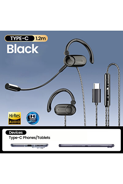 Choice4 Type C Black USB Type C/3.5MM In-ear Wired Headphones with Dual Micro...