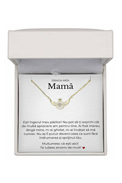 The Jewel Heart Colier Guardian Angel pentru mamă de Ziua Ei, argint 925 plac...