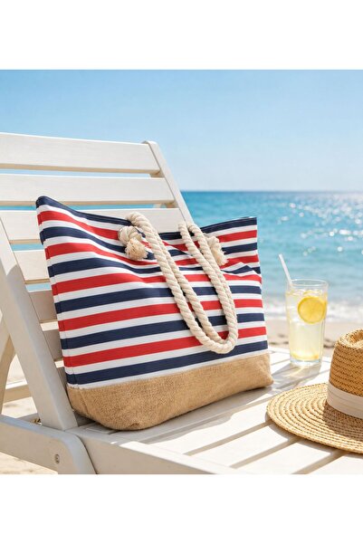 bakac store Women's Fabric Soft Handle Beach Bag Multicolor