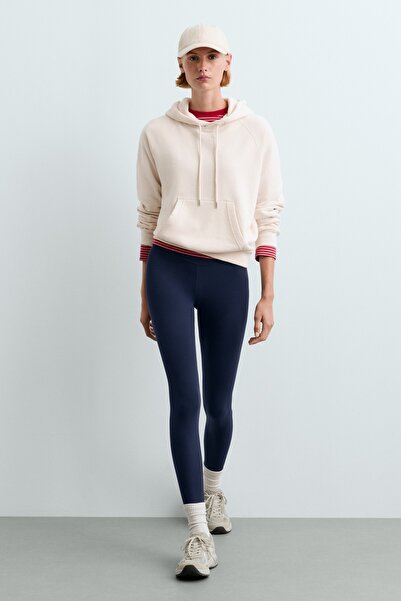 Oysho Pamuk karışımlı pelüş kapüşonlu sweatshirt