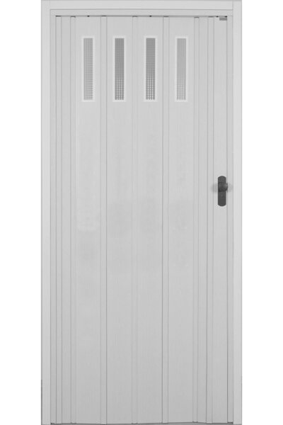 DEKORAKS 1 Sıra Camlı Akordeon Kapı, Akağaç Ahşap Desenli, 87x200cm