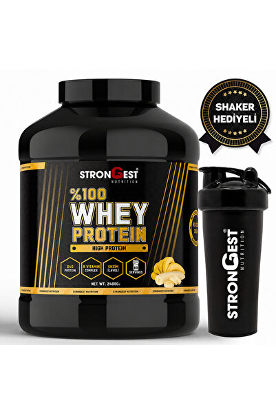 STRONGEST Whey Protein 2400gr 80 Servis Muz Aromalı %100 Protein Tozu