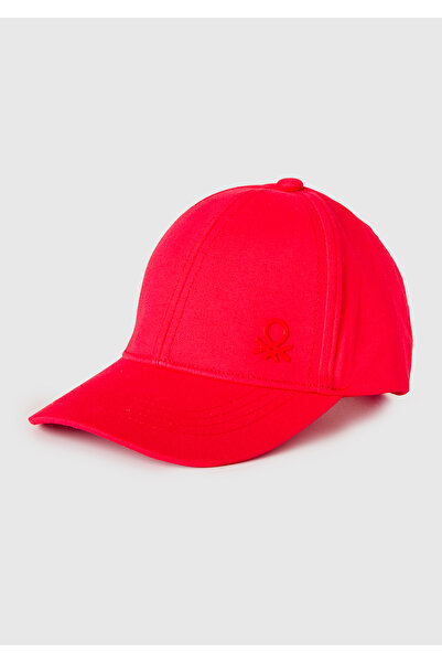 United Colors of Benetton Boy's Red Front Logo Printed Cap Hat