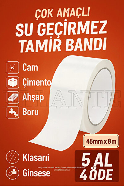 ellante Çok Amaçlı Su Geçirmez Sızdırmaz Dayanıklı Izolasyon Beyaz Tamir Band...